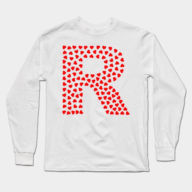 Letter R Heart Shape Initial Long Sleeve T-Shirt by Sanu Designs